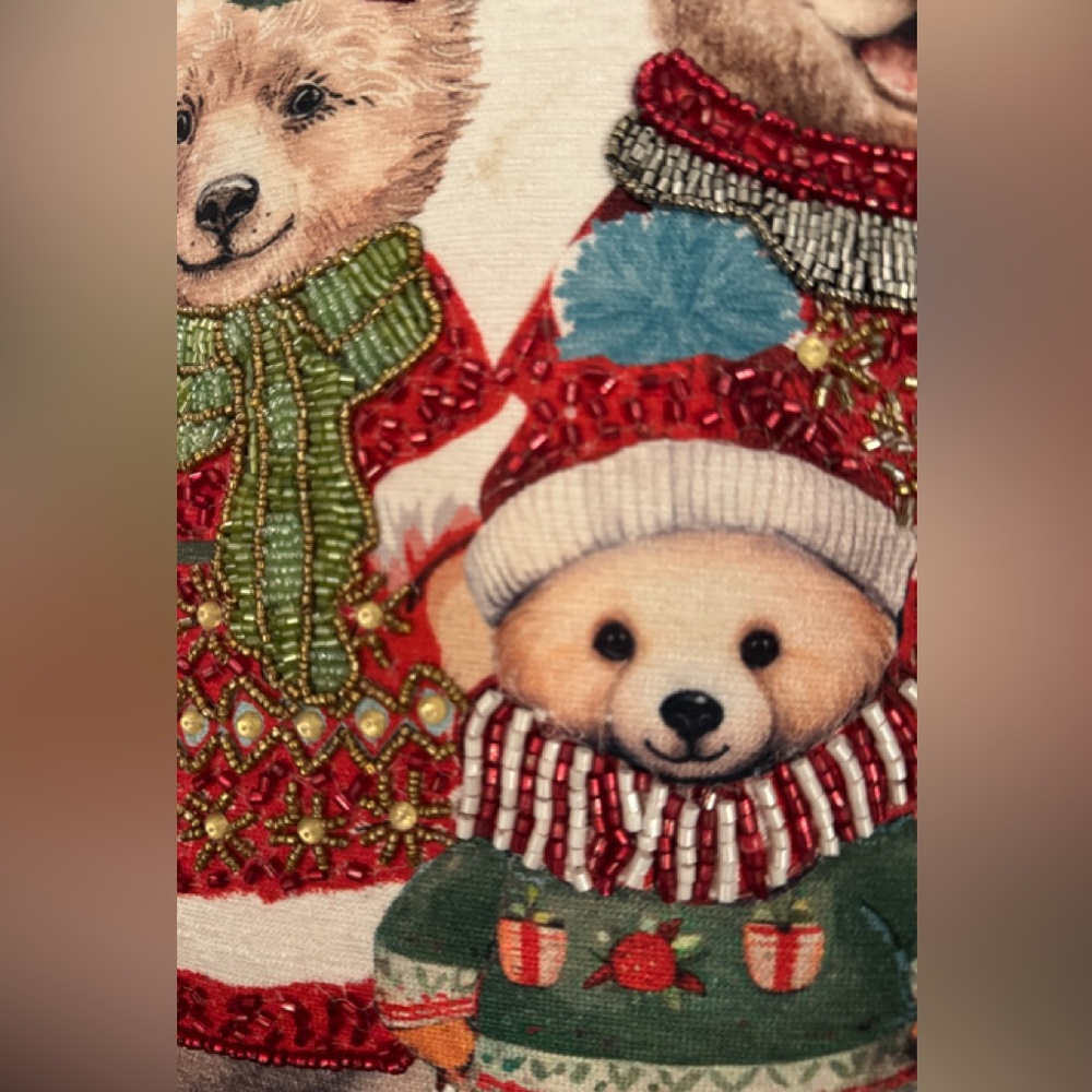 Sugarplum Dreams Bear Family Holiday Accent Pillow - Picture 3 of 4